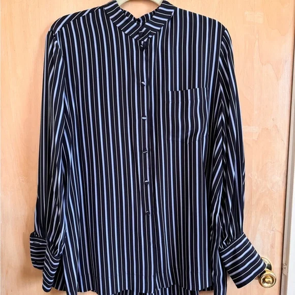 CO 100% Silk Striped Blouse Shirt - XL - Picture 1 of 6
